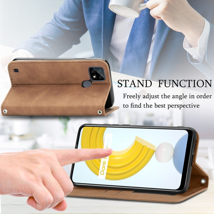 For OPPO Realme C21 Retro Skin Feel Business Magnetic Horizontal Flip Leather Case With Holder & Card Slots & Wallet & Photo Frame