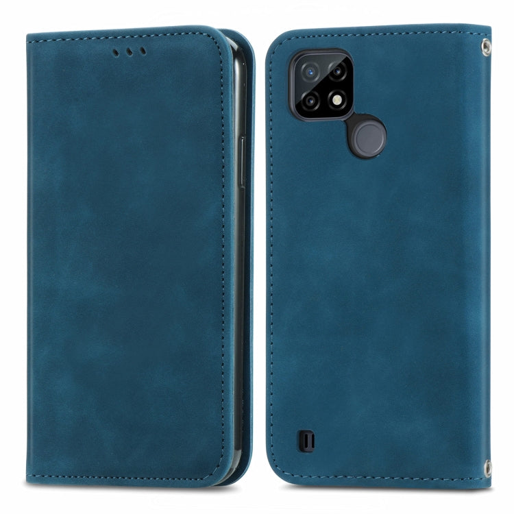 For OPPO Realme C21 Retro Skin Feel Business Magnetic Horizontal Flip Leather Case With Holder & Card Slots & Wallet & Photo Frame