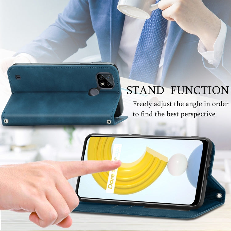 For OPPO Realme C21 Retro Skin Feel Business Magnetic Horizontal Flip Leather Case With Holder & Card Slots & Wallet & Photo Frame