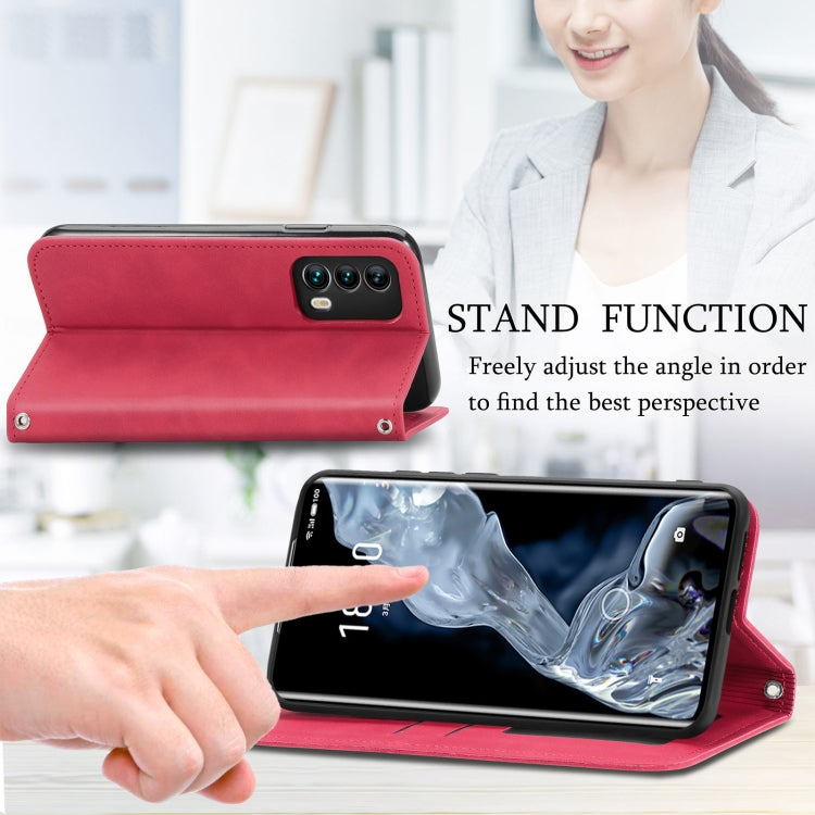 For Meizu 18 Retro Skin Feel Business Magnetic Horizontal Flip Leather Case With Holder & Card Slots & Wallet & Photo Frame