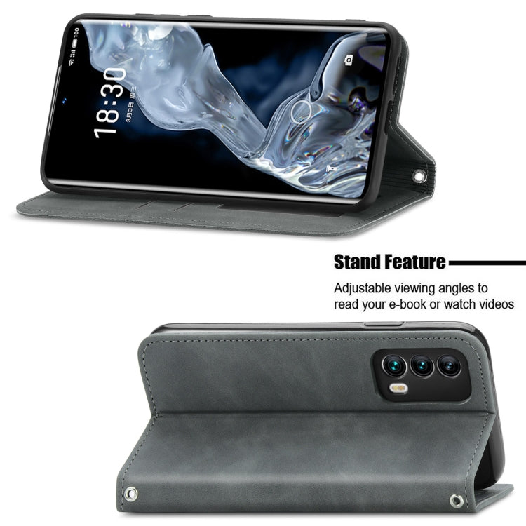 For Meizu 18 Retro Skin Feel Business Magnetic Horizontal Flip Leather Case With Holder & Card Slots & Wallet & Photo Frame