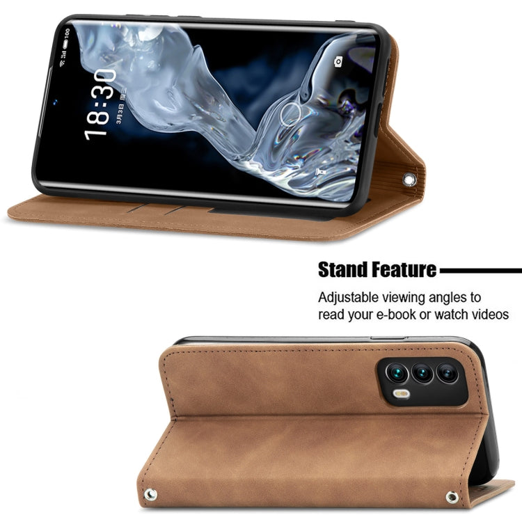 For Meizu 18 Retro Skin Feel Business Magnetic Horizontal Flip Leather Case With Holder & Card Slots & Wallet & Photo Frame