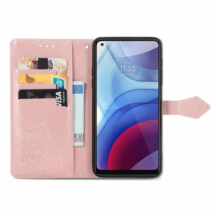 For Motorola Moto G Power 2021 Mandala Flower Embossed Horizontal Flip Leather Case with Holder & Three Card Slots & Wallet & Lanyard