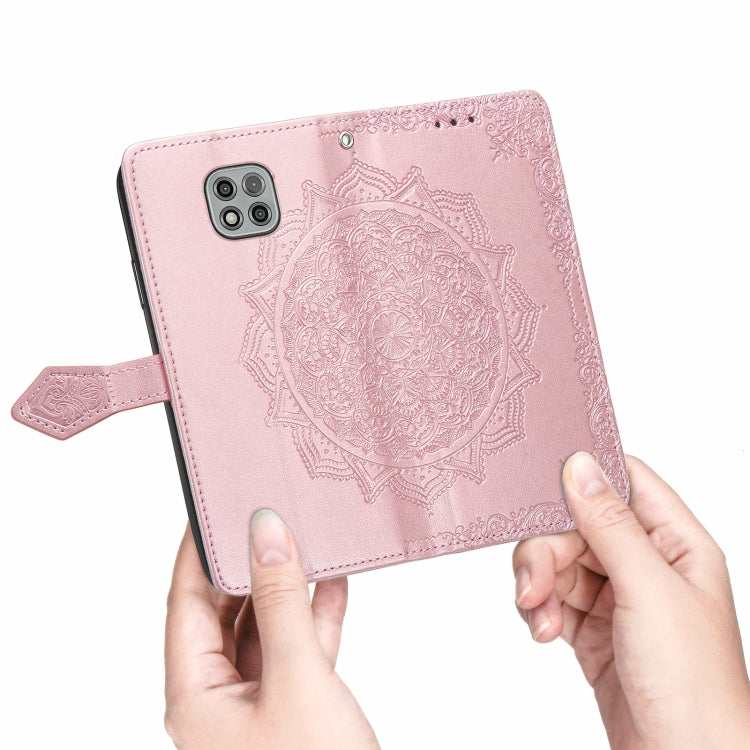 For Motorola Moto G Power 2021 Mandala Flower Embossed Horizontal Flip Leather Case with Holder & Three Card Slots & Wallet & Lanyard