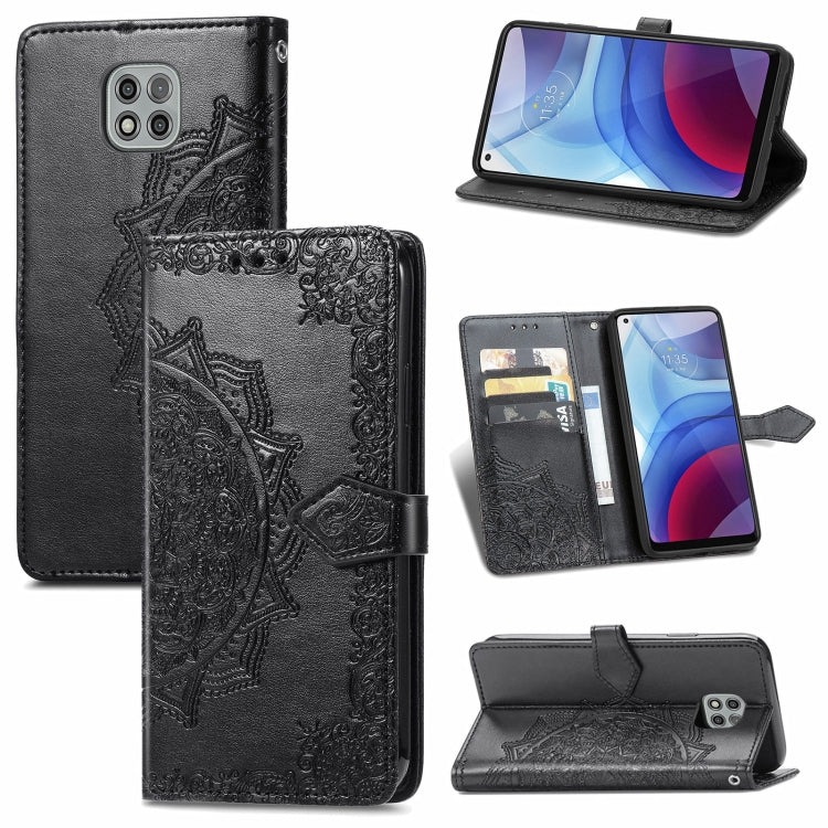 For Motorola Moto G Power 2021 Mandala Flower Embossed Horizontal Flip Leather Case with Holder & Three Card Slots & Wallet & Lanyard