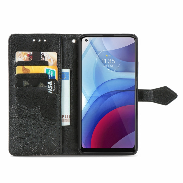 For Motorola Moto G Power 2021 Mandala Flower Embossed Horizontal Flip Leather Case with Holder & Three Card Slots & Wallet & Lanyard