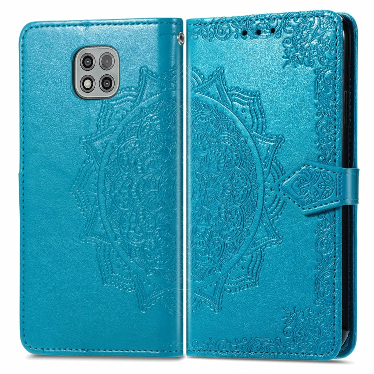 For Motorola Moto G Power 2021 Mandala Flower Embossed Horizontal Flip Leather Case with Holder & Three Card Slots & Wallet & Lanyard