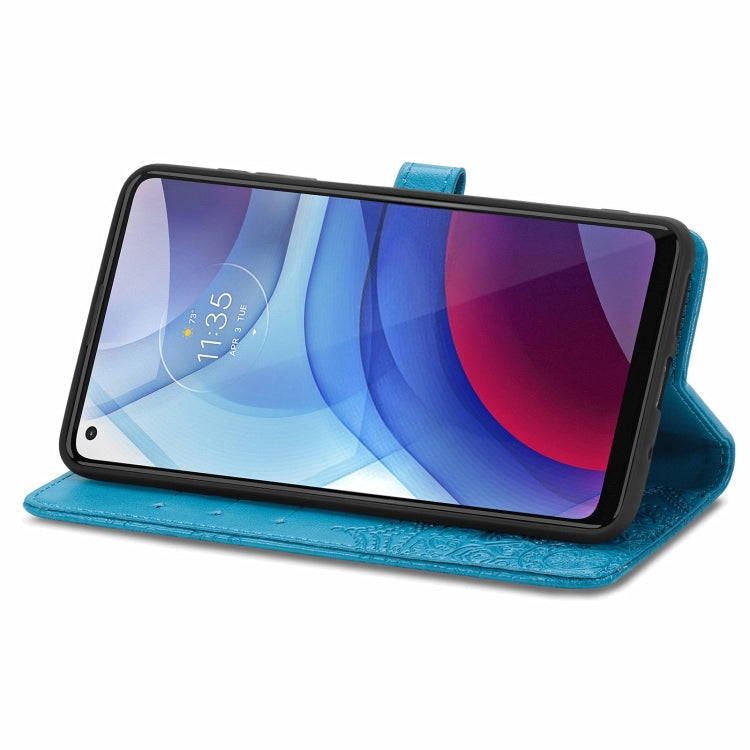 For Motorola Moto G Power 2021 Mandala Flower Embossed Horizontal Flip Leather Case with Holder & Three Card Slots & Wallet & Lanyard