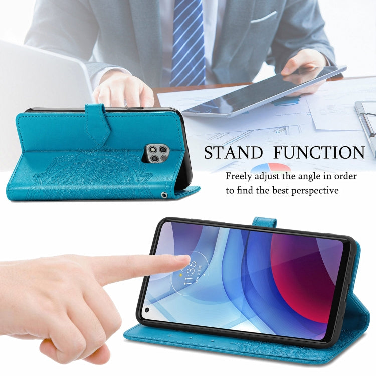 For Motorola Moto G Power 2021 Mandala Flower Embossed Horizontal Flip Leather Case with Holder & Three Card Slots & Wallet & Lanyard