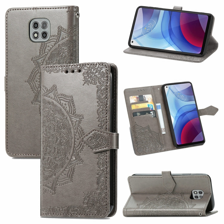 For Motorola Moto G Power 2021 Mandala Flower Embossed Horizontal Flip Leather Case with Holder & Three Card Slots & Wallet & Lanyard