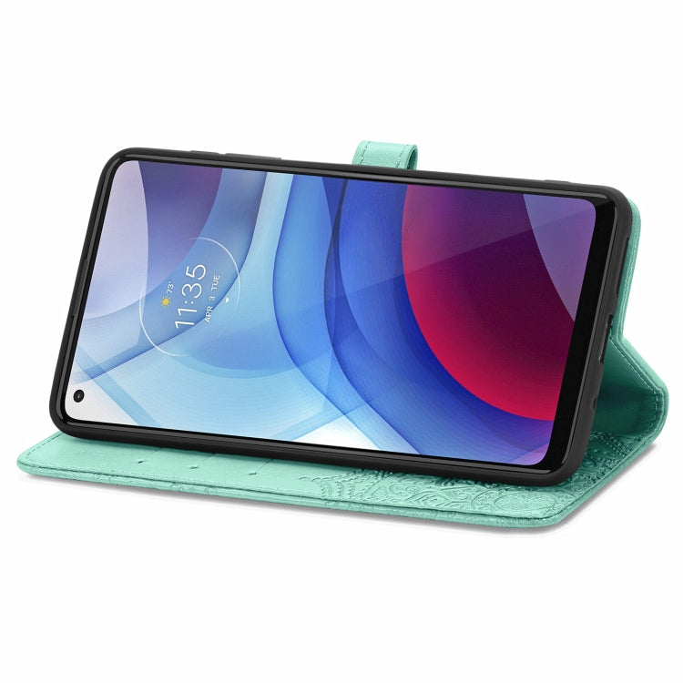 For Motorola Moto G Power 2021 Mandala Flower Embossed Horizontal Flip Leather Case with Holder & Three Card Slots & Wallet & Lanyard