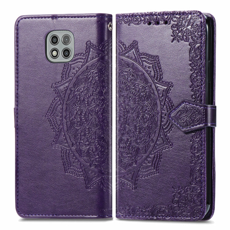 For Motorola Moto G Power 2021 Mandala Flower Embossed Horizontal Flip Leather Case with Holder & Three Card Slots & Wallet & Lanyard