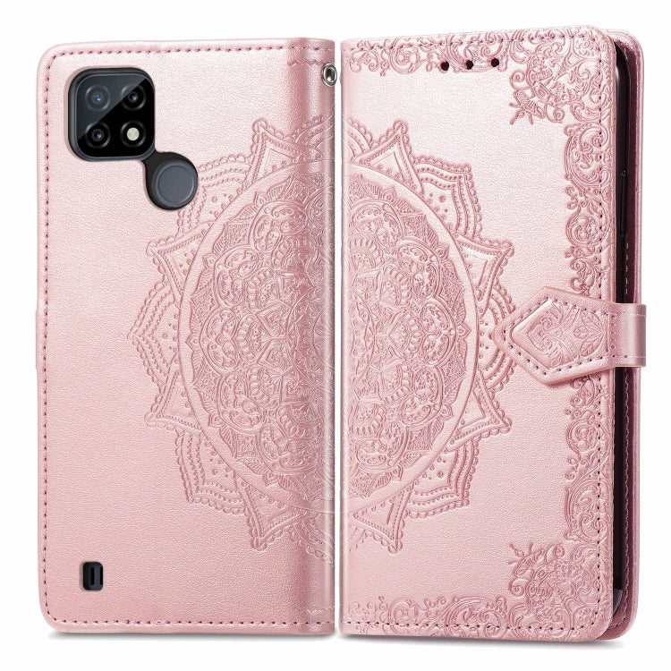 For OPPO Realme C21 Mandala Flower Embossed Horizontal Flip Leather Case with Holder & Three Card Slots & Wallet & Lanyard
