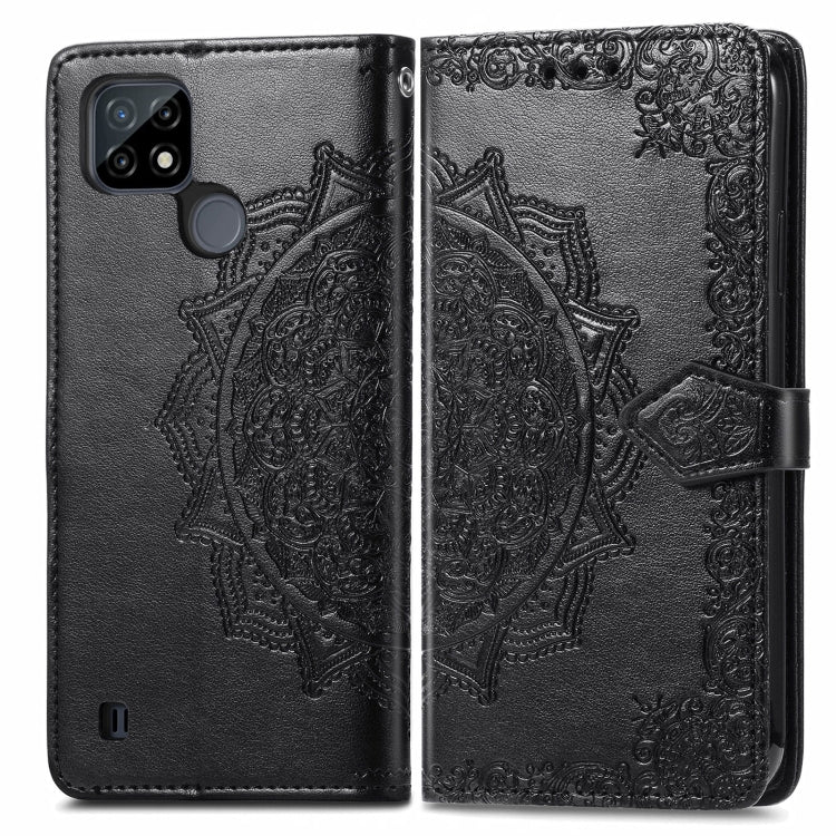 For OPPO Realme C21 Mandala Flower Embossed Horizontal Flip Leather Case with Holder & Three Card Slots & Wallet & Lanyard