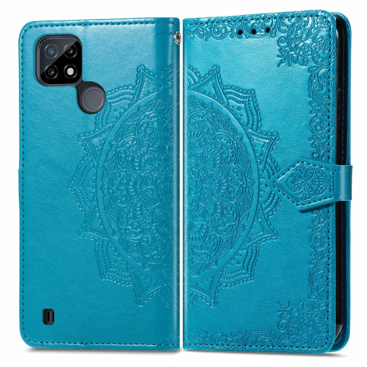 For OPPO Realme C21 Mandala Flower Embossed Horizontal Flip Leather Case with Holder & Three Card Slots & Wallet & Lanyard