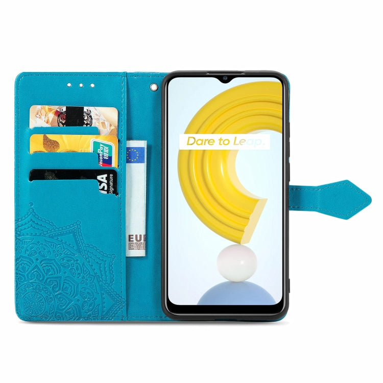 For OPPO Realme C21 Mandala Flower Embossed Horizontal Flip Leather Case with Holder & Three Card Slots & Wallet & Lanyard
