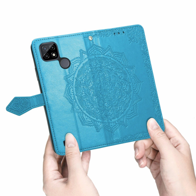 For OPPO Realme C21 Mandala Flower Embossed Horizontal Flip Leather Case with Holder & Three Card Slots & Wallet & Lanyard