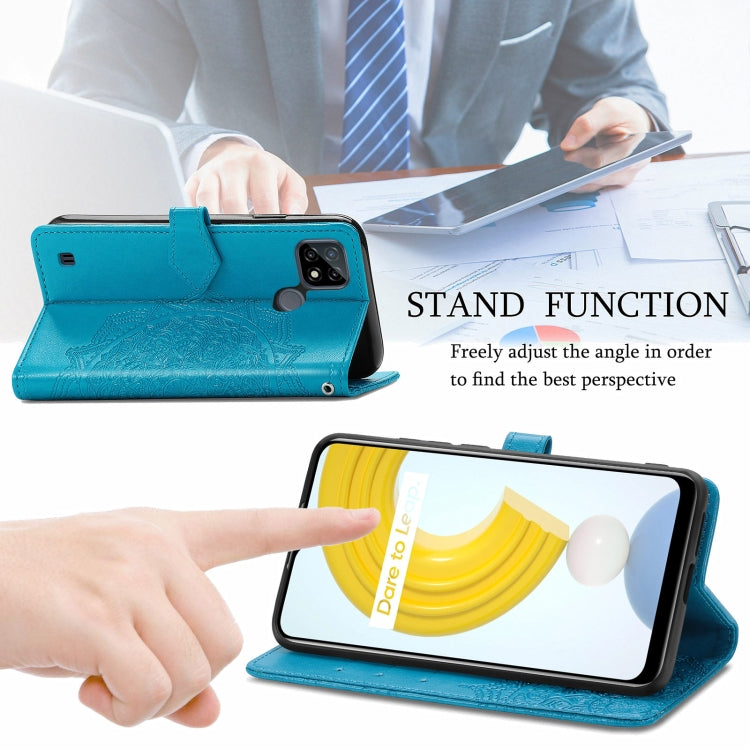 For OPPO Realme C21 Mandala Flower Embossed Horizontal Flip Leather Case with Holder & Three Card Slots & Wallet & Lanyard