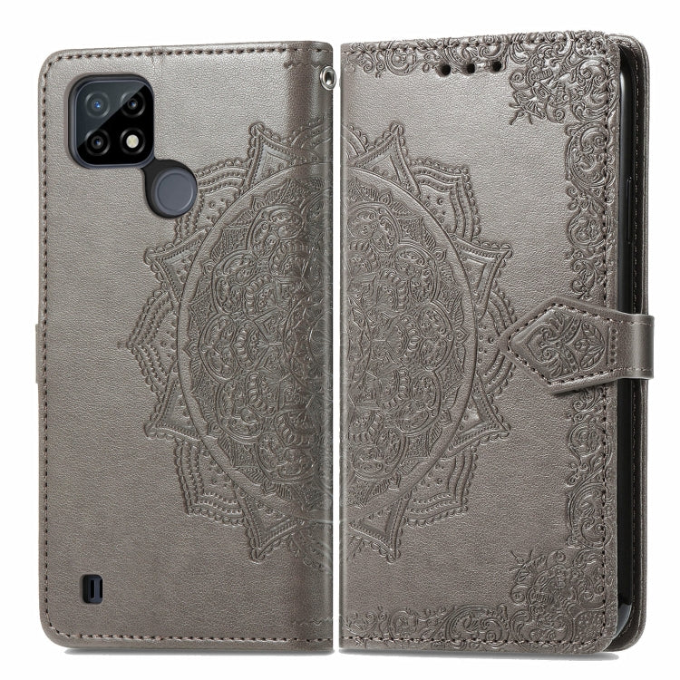 For OPPO Realme C21 Mandala Flower Embossed Horizontal Flip Leather Case with Holder & Three Card Slots & Wallet & Lanyard