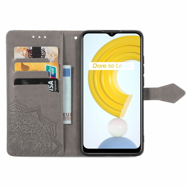 For OPPO Realme C21 Mandala Flower Embossed Horizontal Flip Leather Case with Holder & Three Card Slots & Wallet & Lanyard