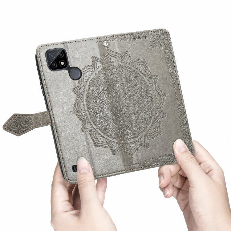 For OPPO Realme C21 Mandala Flower Embossed Horizontal Flip Leather Case with Holder & Three Card Slots & Wallet & Lanyard