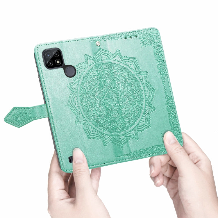 For OPPO Realme C21 Mandala Flower Embossed Horizontal Flip Leather Case with Holder & Three Card Slots & Wallet & Lanyard