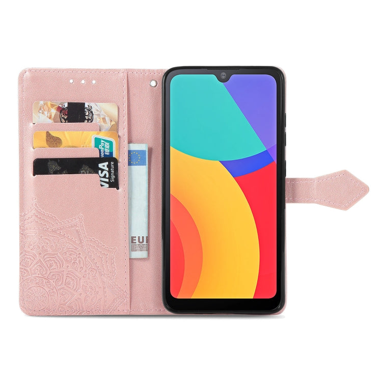 For Alcatel 1L 2021 Mandala Flower Embossed Horizontal Flip Leather Case with Holder & Three Card Slots & Wallet & Lanyard