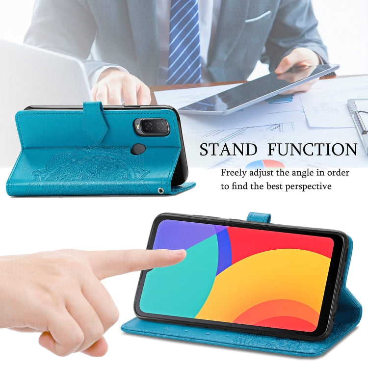 For Alcatel 1L 2021 Mandala Flower Embossed Horizontal Flip Leather Case with Holder & Three Card Slots & Wallet & Lanyard