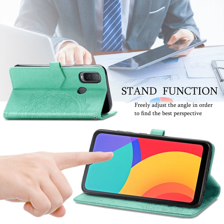 For Alcatel 1L 2021 Mandala Flower Embossed Horizontal Flip Leather Case with Holder & Three Card Slots & Wallet & Lanyard