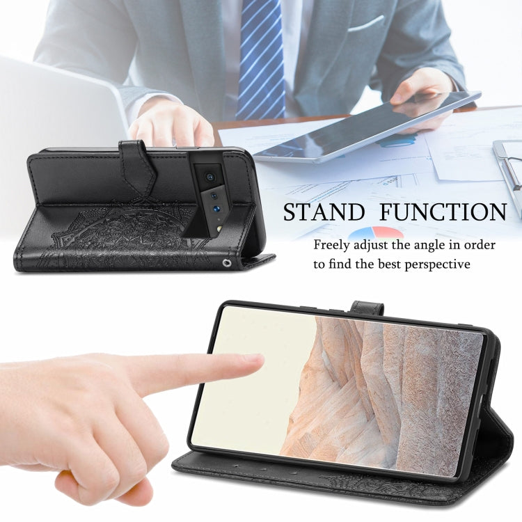 For Google Pixel 6 Pro Mandala Flower Embossed Horizontal Flip Leather Case with Holder & Three Card Slots & Wallet & Lanyard