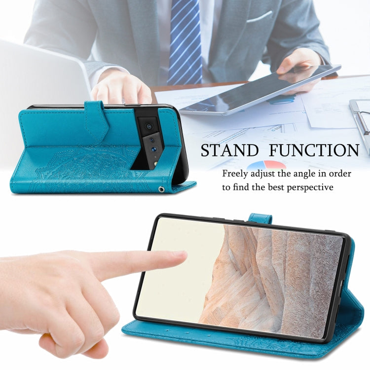 For Google Pixel 6 Pro Mandala Flower Embossed Horizontal Flip Leather Case with Holder & Three Card Slots & Wallet & Lanyard