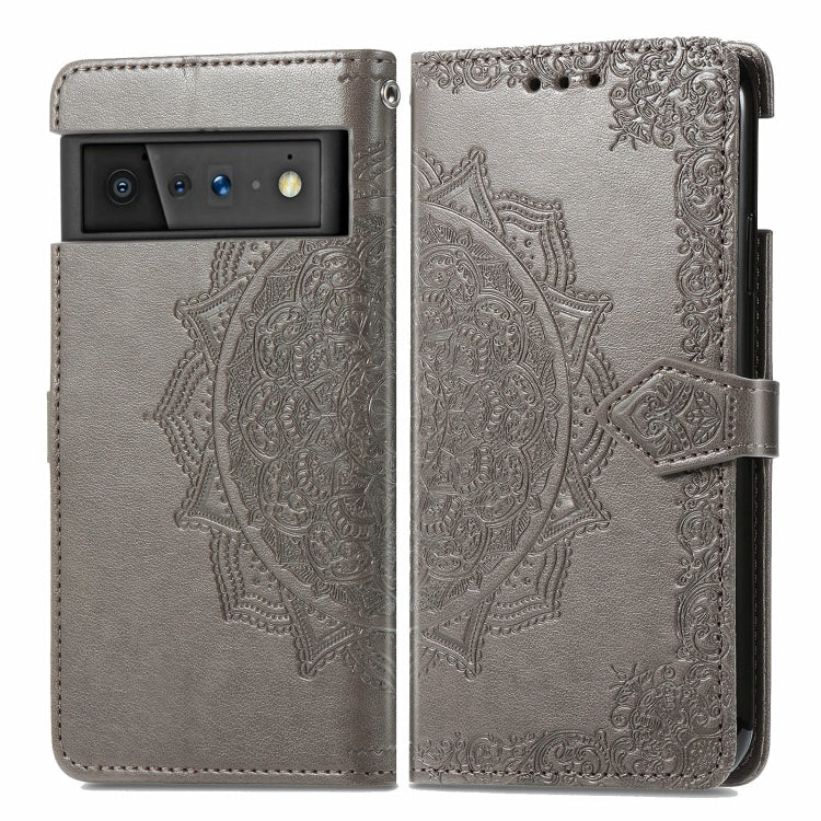 For Google Pixel 6 Pro Mandala Flower Embossed Horizontal Flip Leather Case with Holder & Three Card Slots & Wallet & Lanyard