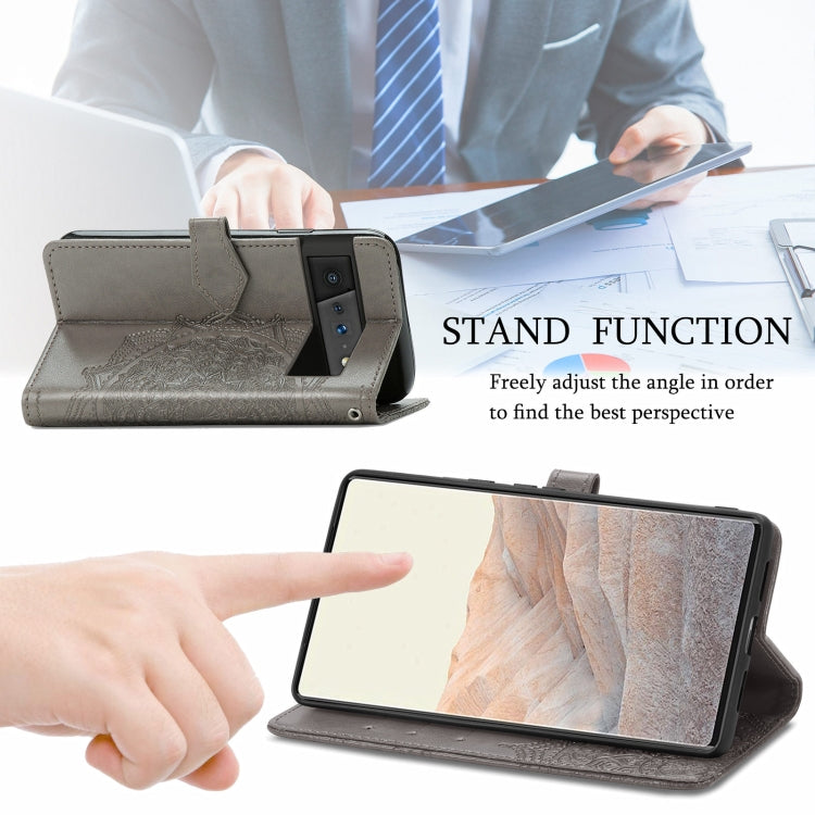 For Google Pixel 6 Pro Mandala Flower Embossed Horizontal Flip Leather Case with Holder & Three Card Slots & Wallet & Lanyard