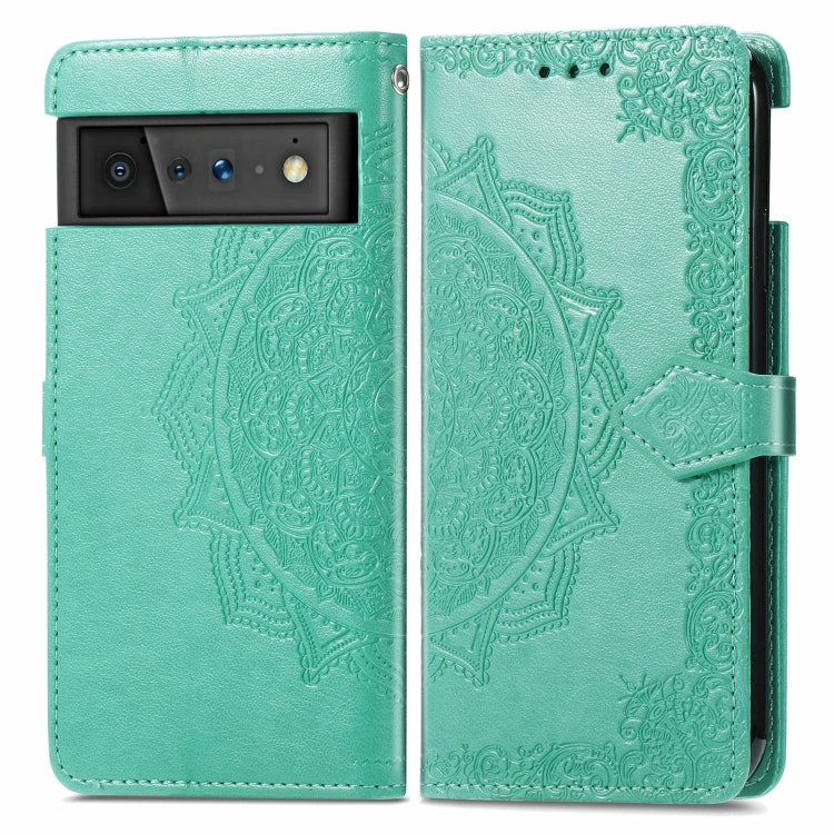 For Google Pixel 6 Pro Mandala Flower Embossed Horizontal Flip Leather Case with Holder & Three Card Slots & Wallet & Lanyard
