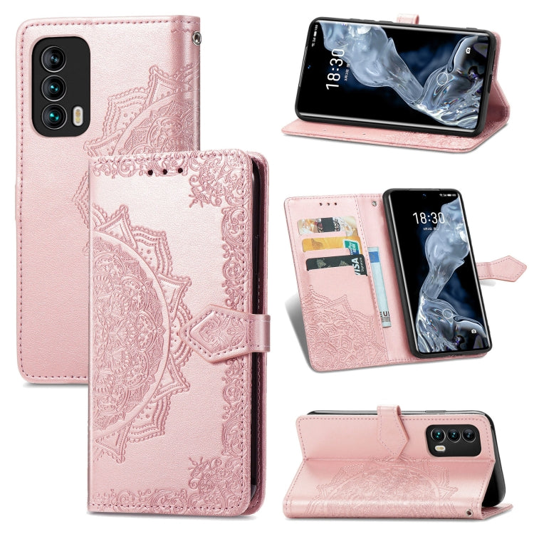 For Meizu 18 Mandala Flower Embossed Horizontal Flip Leather Case with Holder & Three Card Slots & Wallet & Lanyard