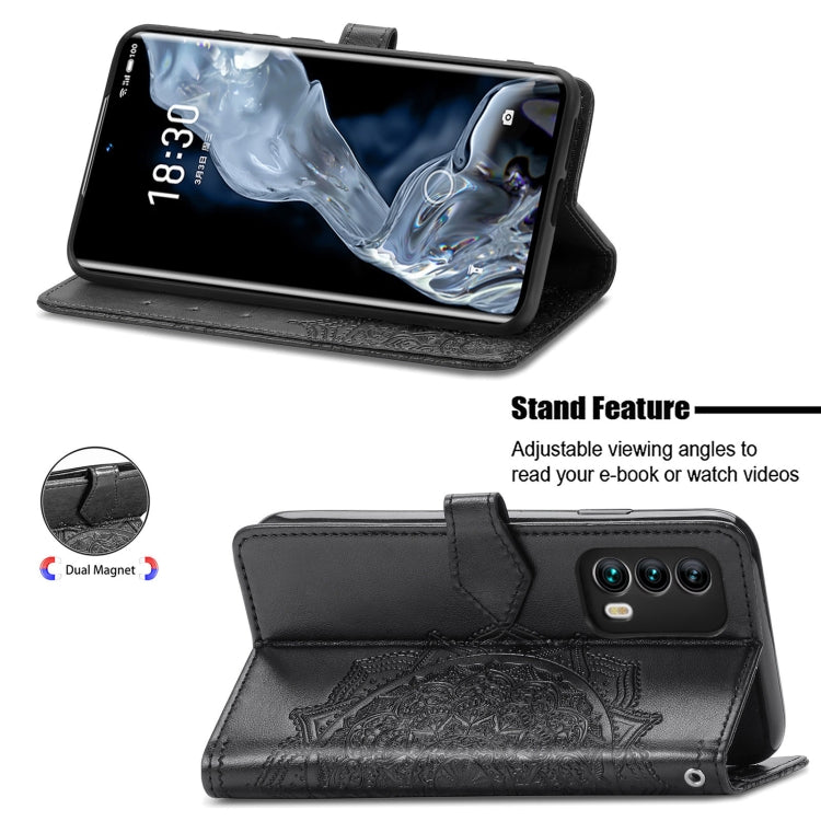 For Meizu 18 Mandala Flower Embossed Horizontal Flip Leather Case with Holder & Three Card Slots & Wallet & Lanyard