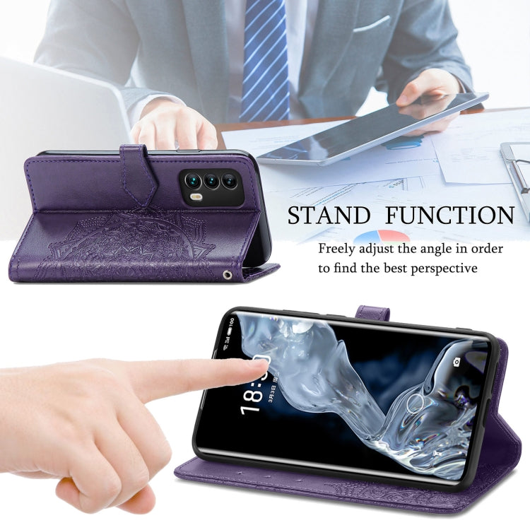 For Meizu 18 Mandala Flower Embossed Horizontal Flip Leather Case with Holder & Three Card Slots & Wallet & Lanyard