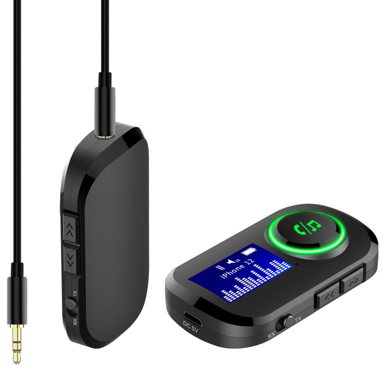 T5 2 in 1 Bluetooth 5.0 Audio Receiver Transmitter with LCD Display for TV PC Car Speaker AUX Music Adapter