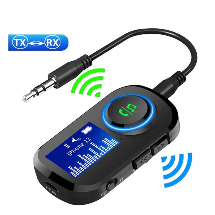 T5 2 in 1 Bluetooth 5.0 Audio Receiver Transmitter with LCD Display for TV PC Car Speaker AUX Music Adapter