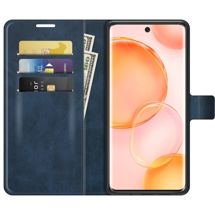 Retro Calf Pattern Buckle Card Wallet Left and Right Flip Phone Holster with Bracket Function For Honor 50