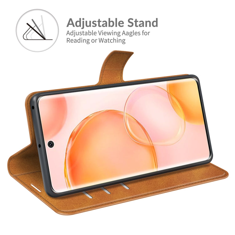 Retro Calf Pattern Buckle Card Wallet Left and Right Flip Phone Holster with Bracket Function For Honor 50