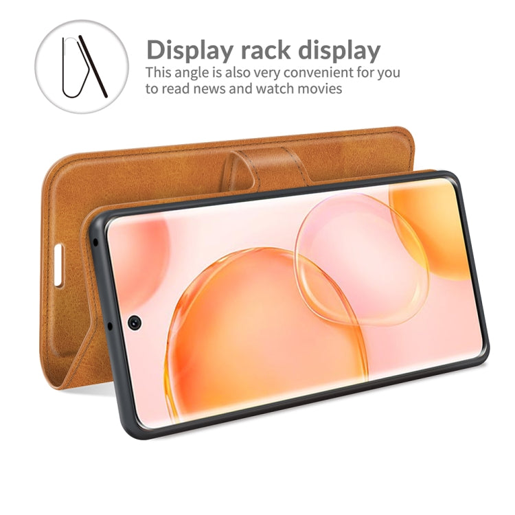 Retro Calf Pattern Buckle Card Wallet Left and Right Flip Phone Holster with Bracket Function For Honor 50