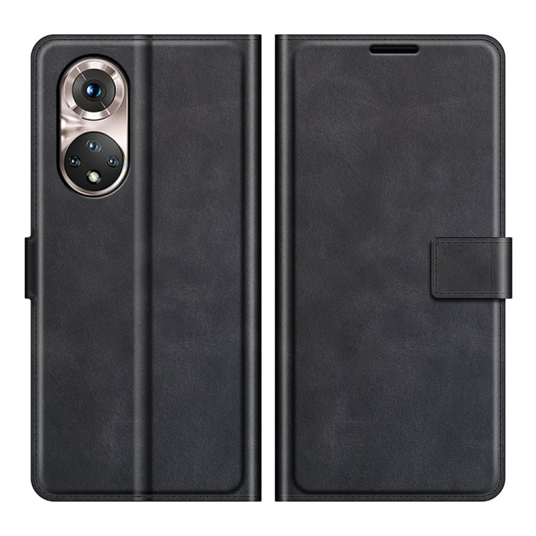 Retro Calf Pattern Buckle Card Wallet Left and Right Flip Phone Holster with Bracket Function For Honor 50 Pro