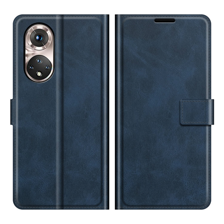 Retro Calf Pattern Buckle Card Wallet Left and Right Flip Phone Holster with Bracket Function For Honor 50 Pro