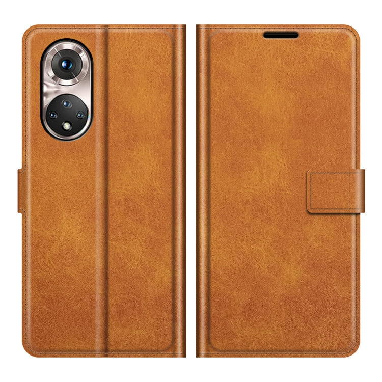 Retro Calf Pattern Buckle Card Wallet Left and Right Flip Phone Holster with Bracket Function For Honor 50 Pro