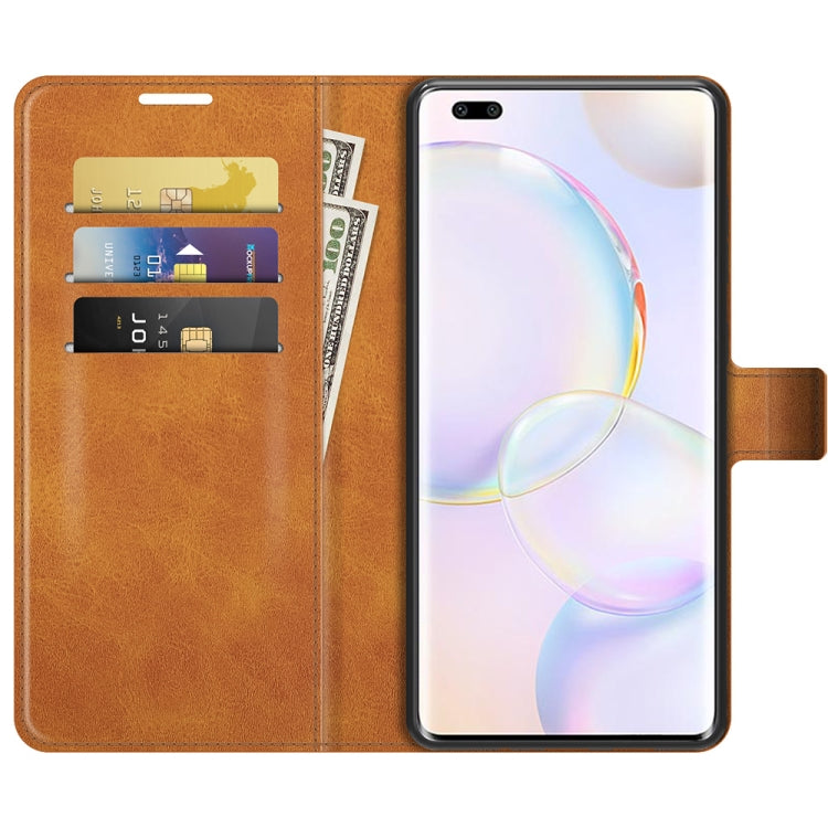 Retro Calf Pattern Buckle Card Wallet Left and Right Flip Phone Holster with Bracket Function For Honor 50 Pro