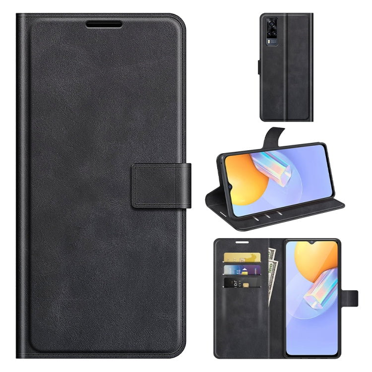 Retro Calf Pattern Buckle Card Wallet Left and Right Flip Phone Holster with Bracket Function For vivo Y31 / vivo Y51 2020ï¼ˆIndiaï¼‰