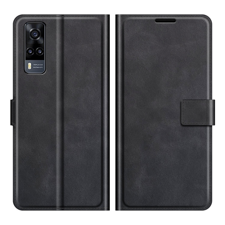 Retro Calf Pattern Buckle Card Wallet Left and Right Flip Phone Holster with Bracket Function For vivo Y31 / vivo Y51 2020ï¼ˆIndiaï¼‰