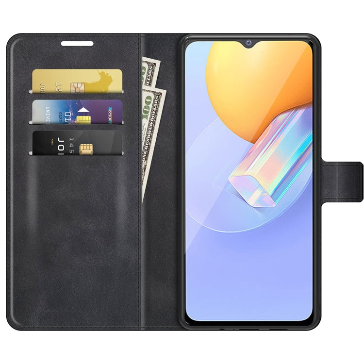 Retro Calf Pattern Buckle Card Wallet Left and Right Flip Phone Holster with Bracket Function For vivo Y31 / vivo Y51 2020ï¼ˆIndiaï¼‰
