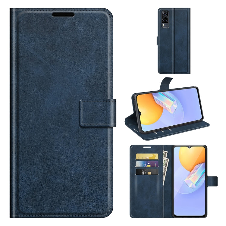 Retro Calf Pattern Buckle Card Wallet Left and Right Flip Phone Holster with Bracket Function For vivo Y31 / vivo Y51 2020ï¼ˆIndiaï¼‰
